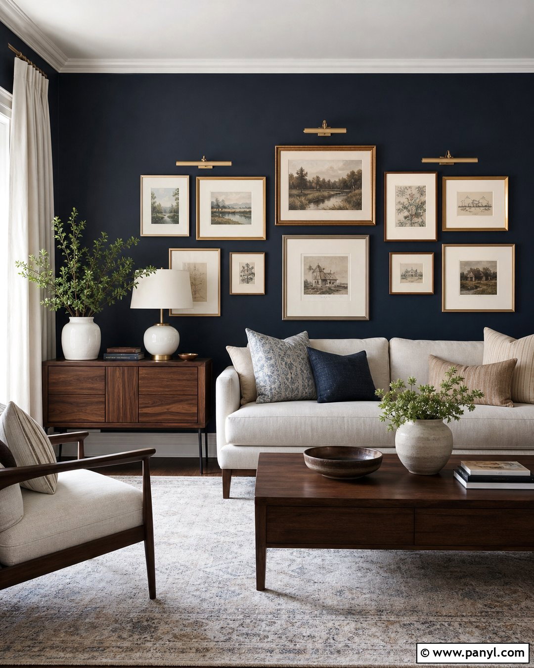 Dark Blue Walls With A Gallery Wall - 45 dark blue walls
