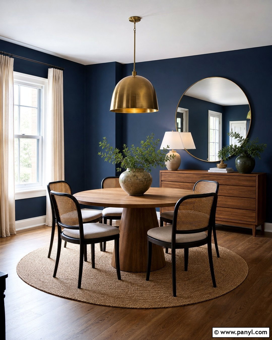 Dark Blue Walls With A Round Dining Table - 45 dark blue walls