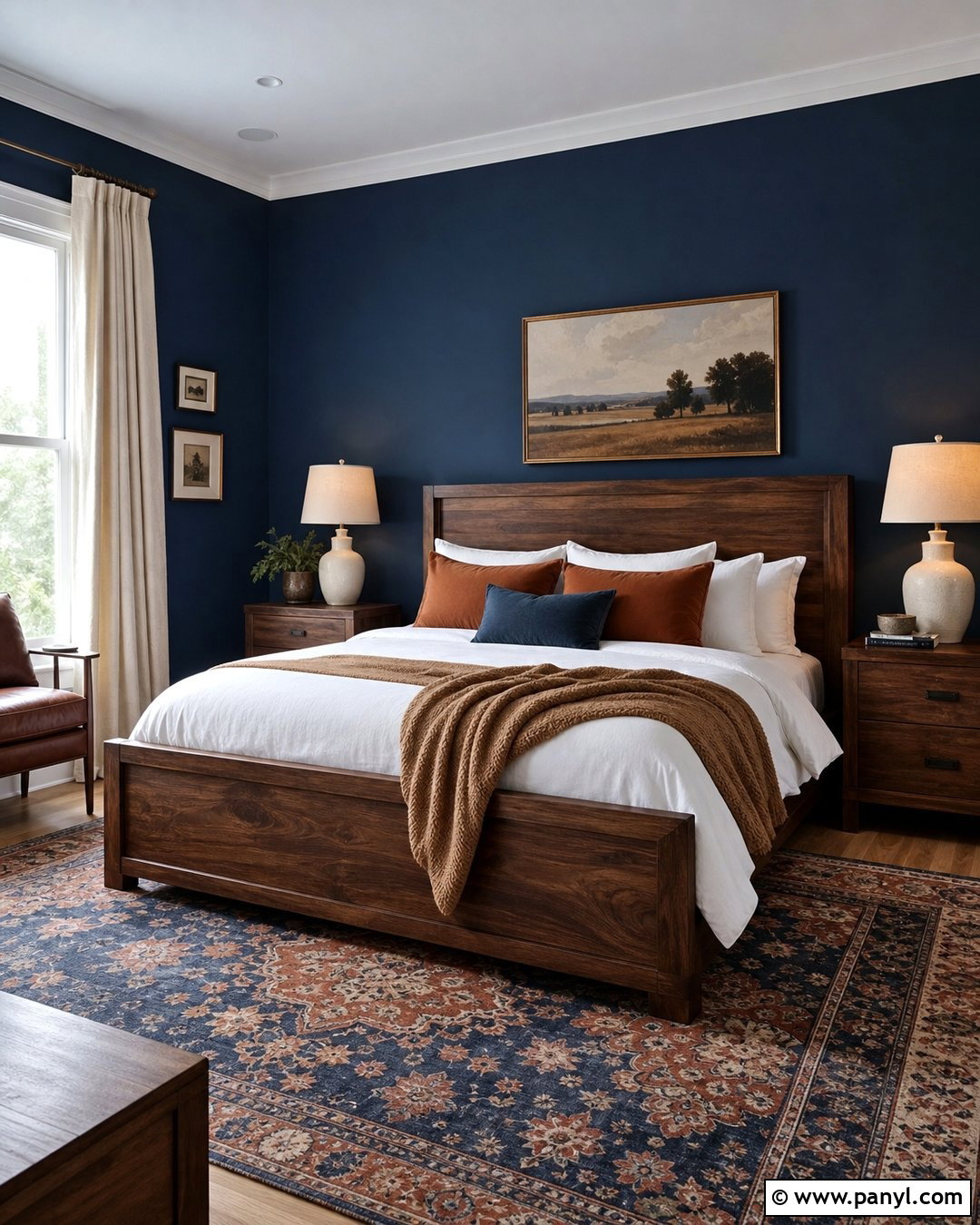 Dark Blue Walls With A Wood Bed - 45 dark blue walls