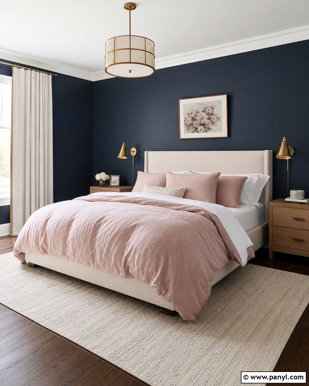 Dark Blue Walls With Blush Bedding - 45 dark blue walls
