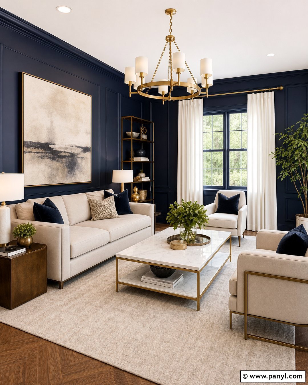 Dark Blue Walls With Brass Accents - 45 dark blue walls