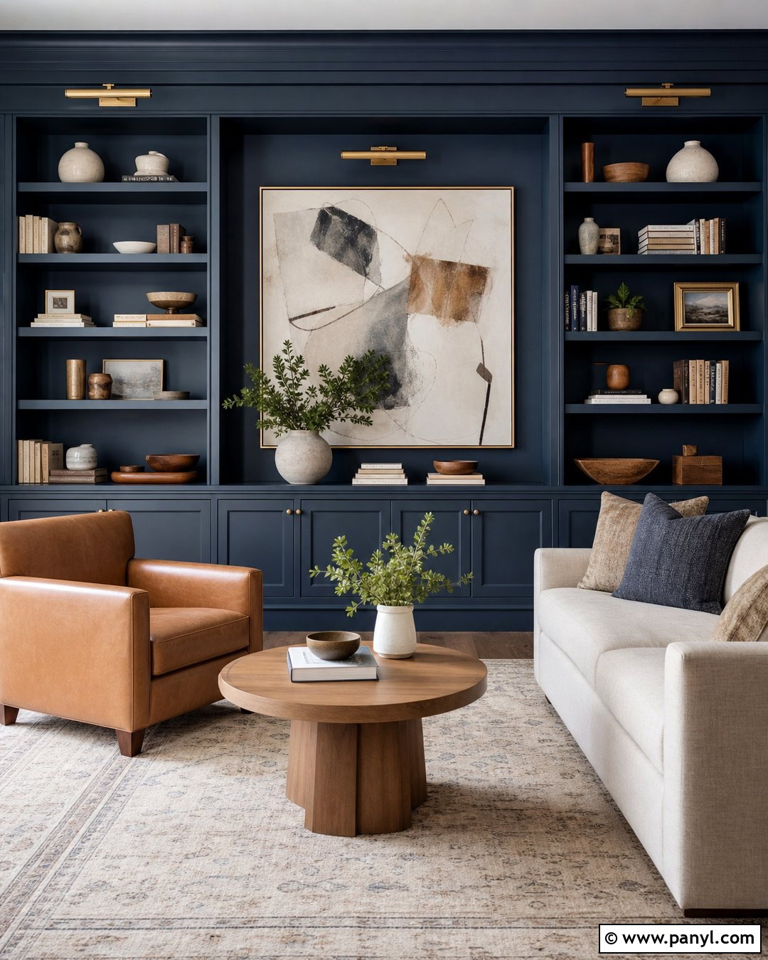Dark Blue Walls With Built-In Shelves - 45 dark blue walls