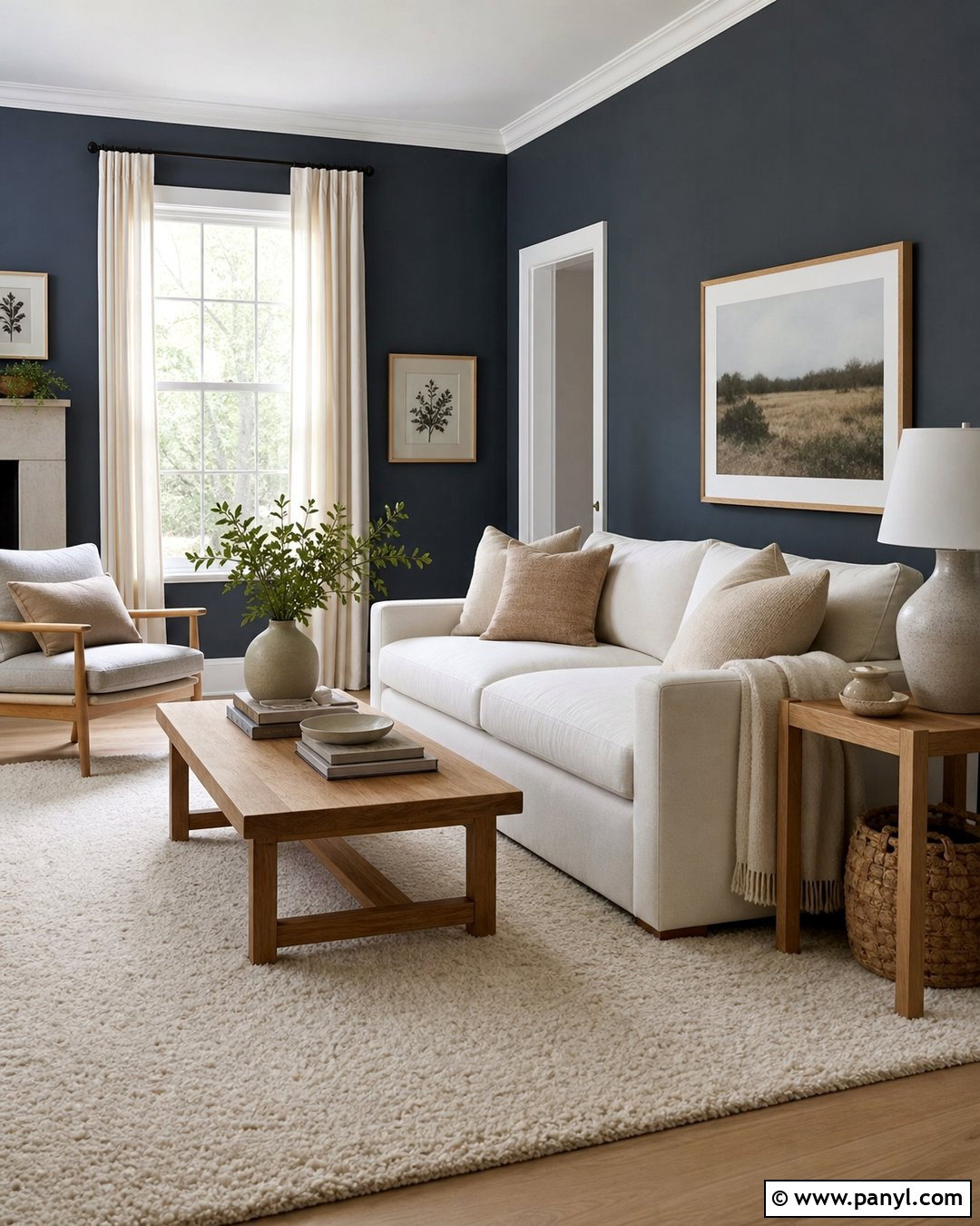 Dark Blue Walls With Cream Decor - 45 dark blue walls