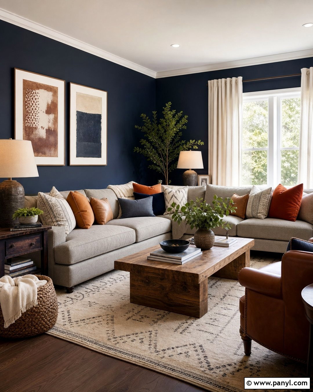 Dark Blue Walls With Gray Sofa - 45 dark blue walls