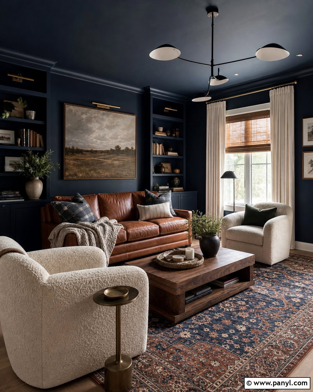 Dark Blue Walls With Leather Sofa - 45 dark blue walls