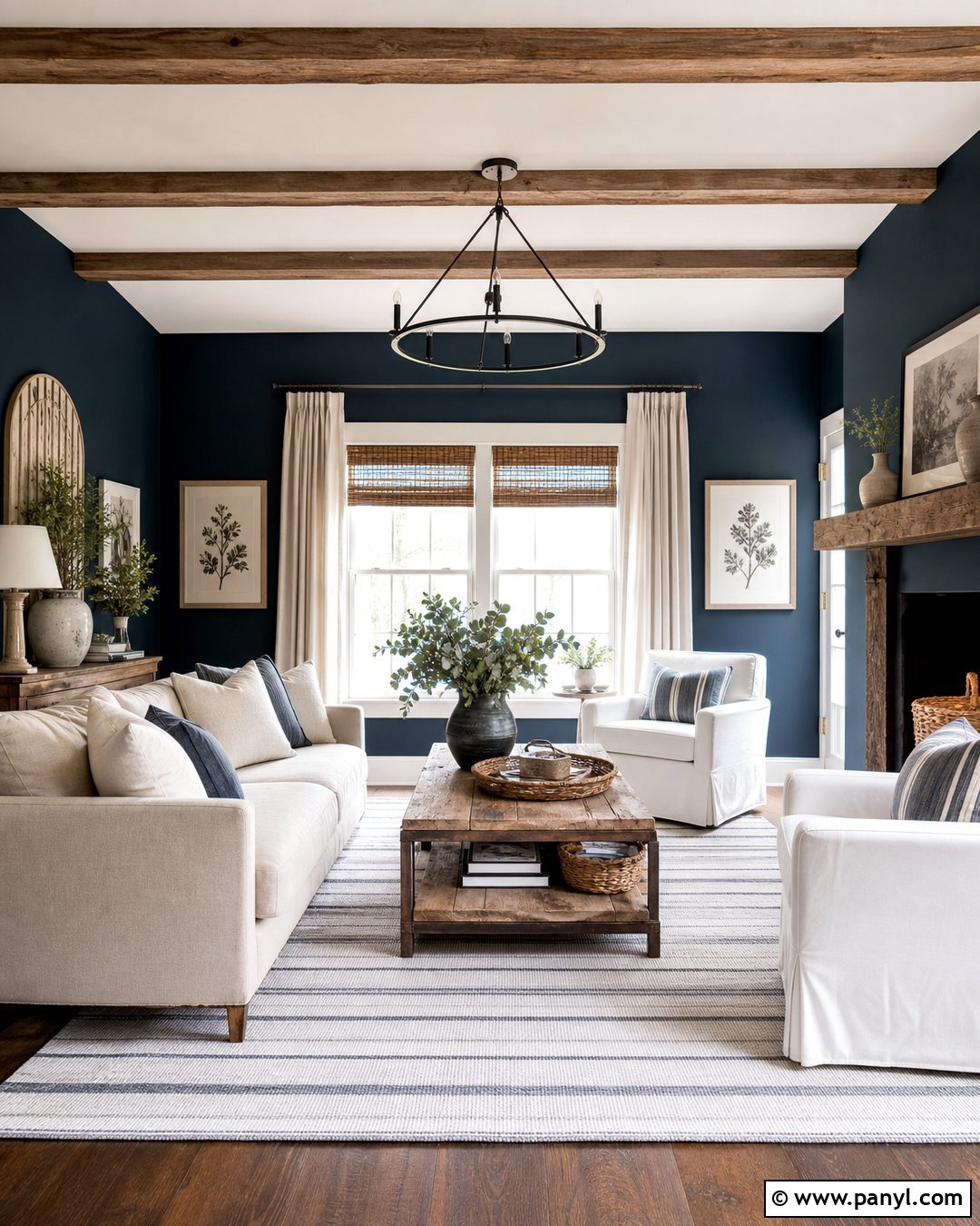 Dark Blue Walls With Modern Farmhouse Decor - 45 dark blue walls