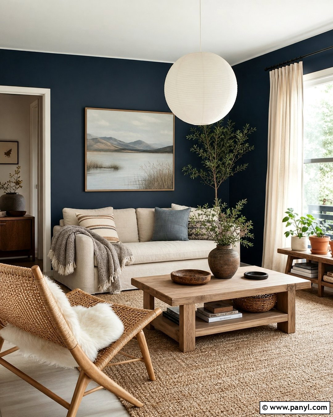 Dark Blue Walls With Natural Textures - 20 Contemporary Dark Blue Walls