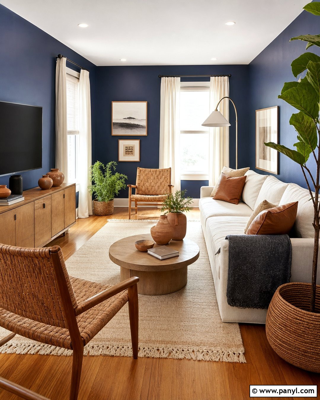 Dark Blue Walls With Oak Flooring - 45 dark blue walls