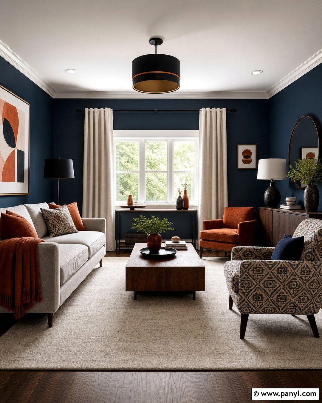 Dark Blue Walls With Orange Accents - 45 dark blue walls