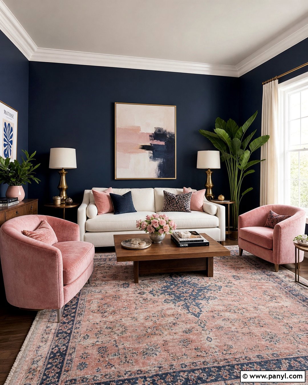Dark Blue Walls With Pink Accents - 45 dark blue walls