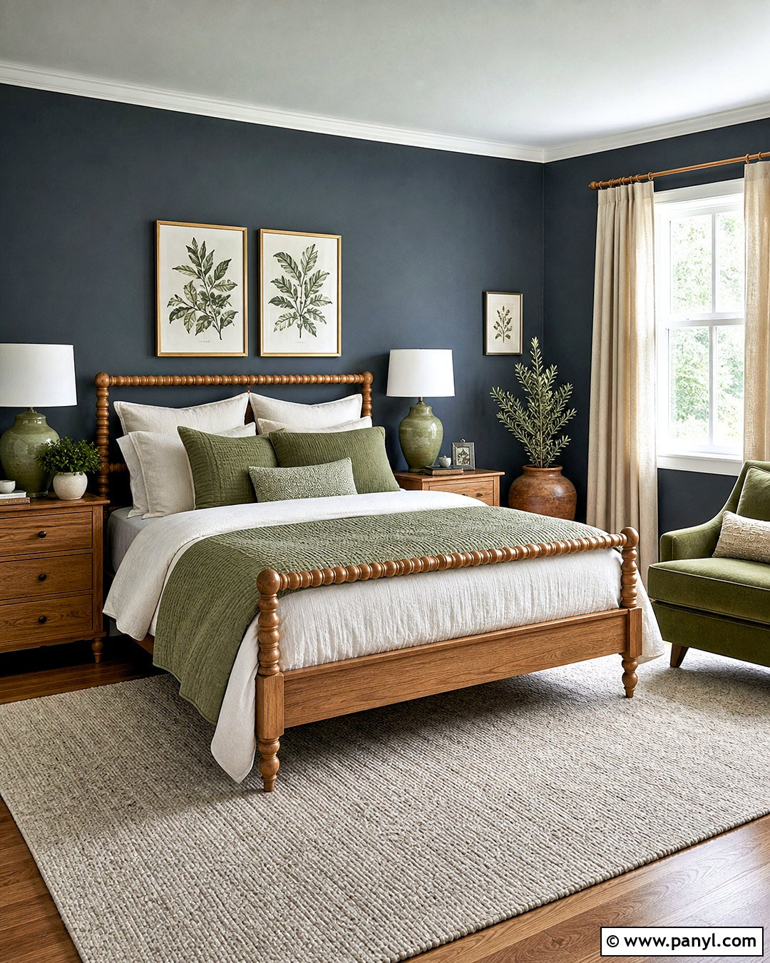 Dark Blue Walls With Sage Green - 20 dark blue walls bedroom ideas