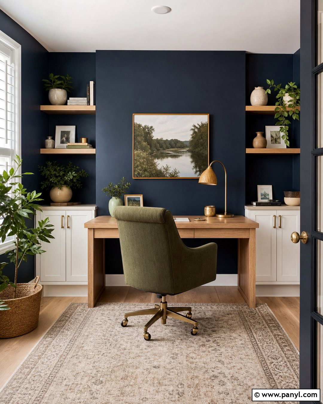 Dark Blue Walls With Sage Green - 20 Dark Blue Wall Contrast Ideas