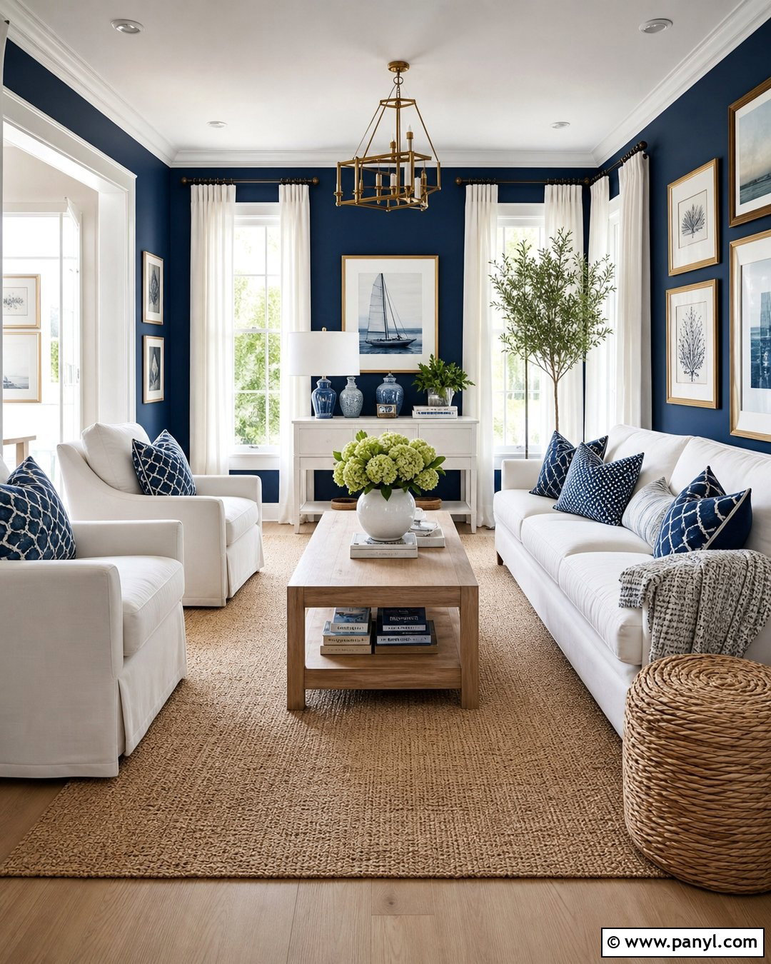 Dark Blue Walls With White Furniture - 20 Dark Blue Wall Contrast Ideas
