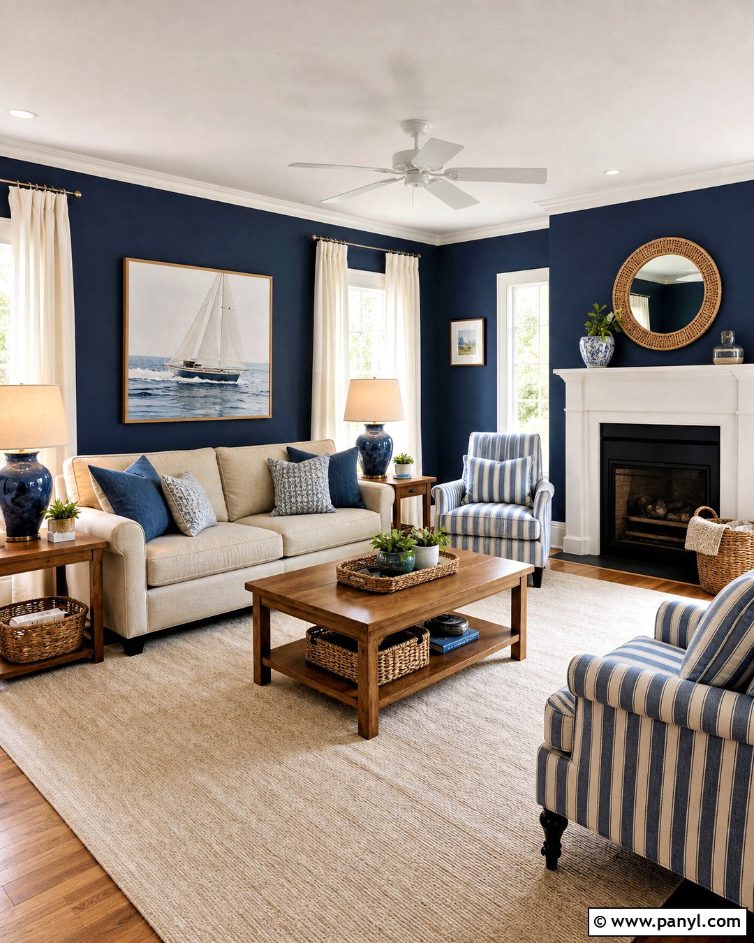 Dark Blue Walls With White Trim - 20 dark blue walls living room ideas