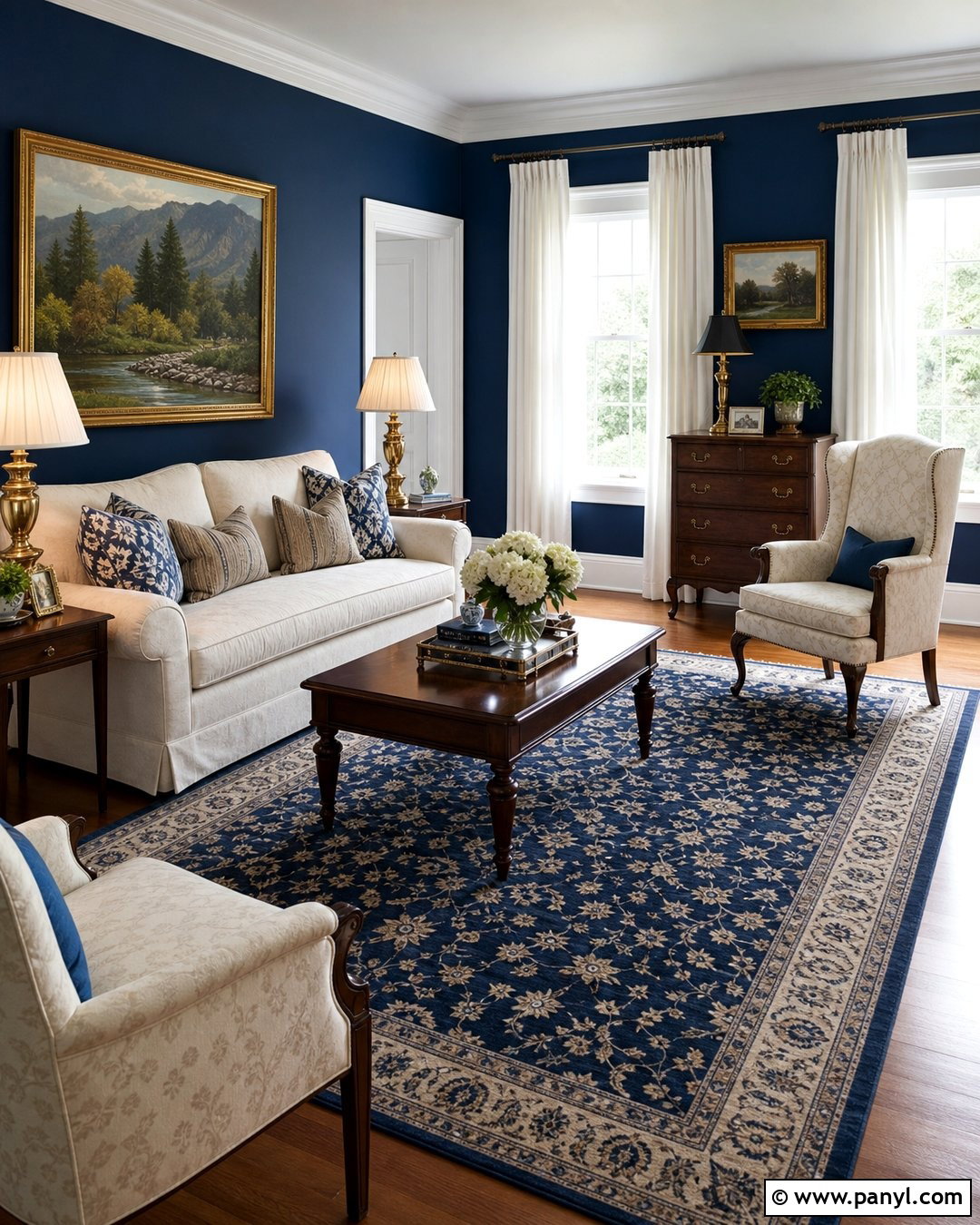 Dark Blue Walls With White Trim - 45 dark blue walls