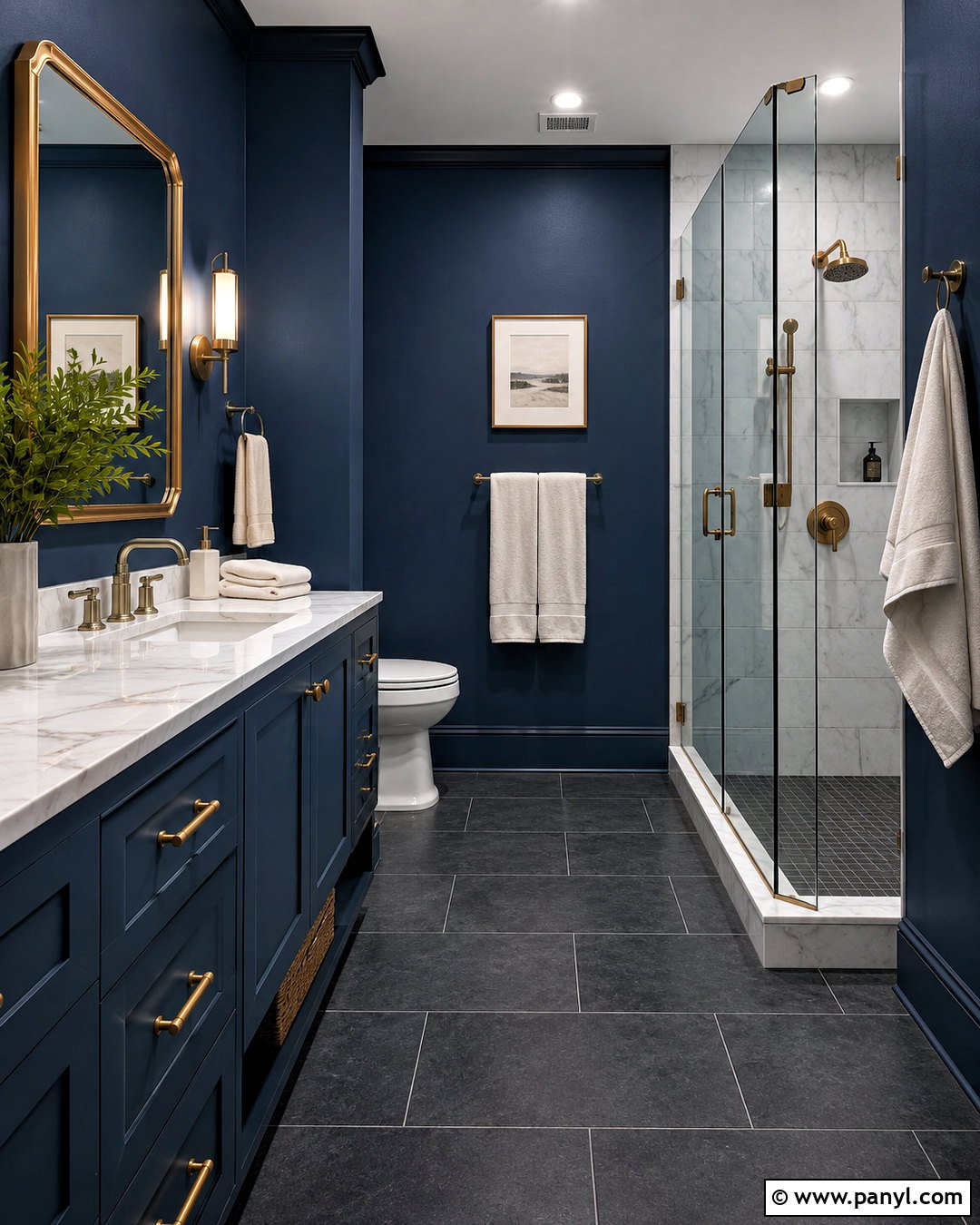 Dark Blue Zellige Tile Bathroom - 20 moody blue bathroom ideas