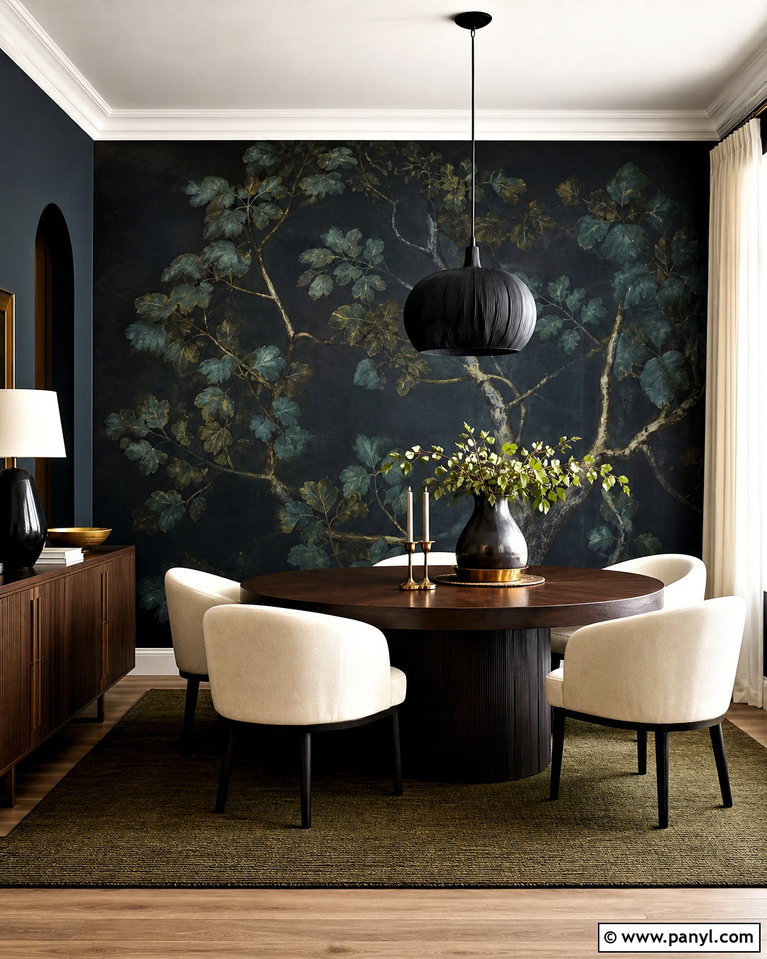 Dark Botanical Mural Dining Room Accent Wall - 20 moody accent wall ideas