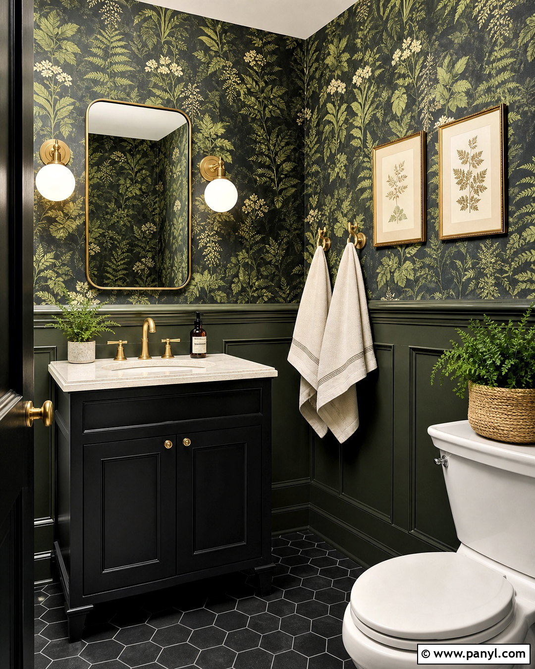 Dark Botanical Small Bathroom - 20 small moody bathroom ideas
