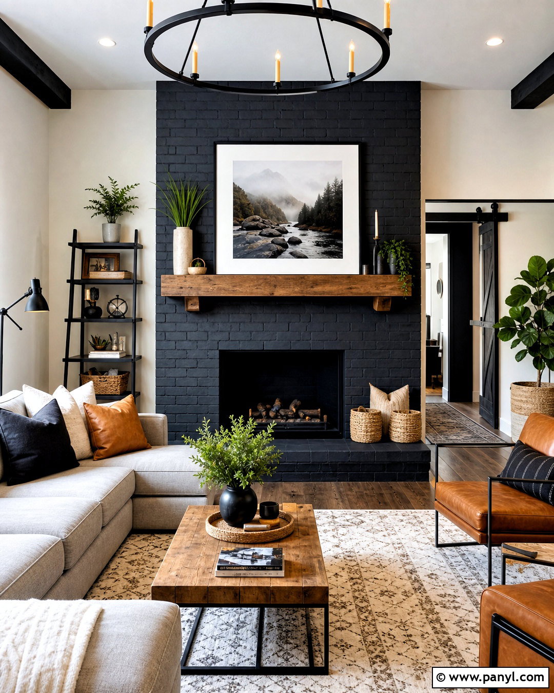 Dark Brick Fireplace Feature Wall - 20 dark feature wall ideas