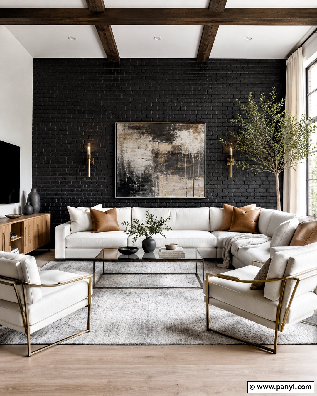 Dark Brick Wall With White Furniture - 20 dark brick wall ideas