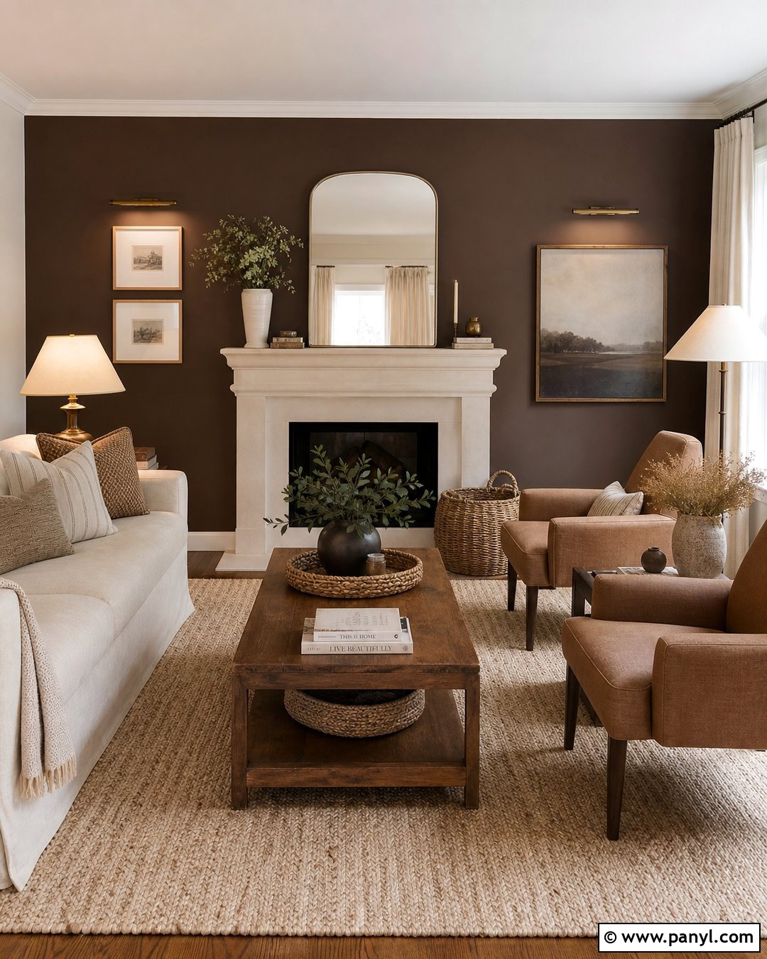 Dark Brown Accent Wall Around Fireplace - 35 Dark Brown Accent Wall Ideas