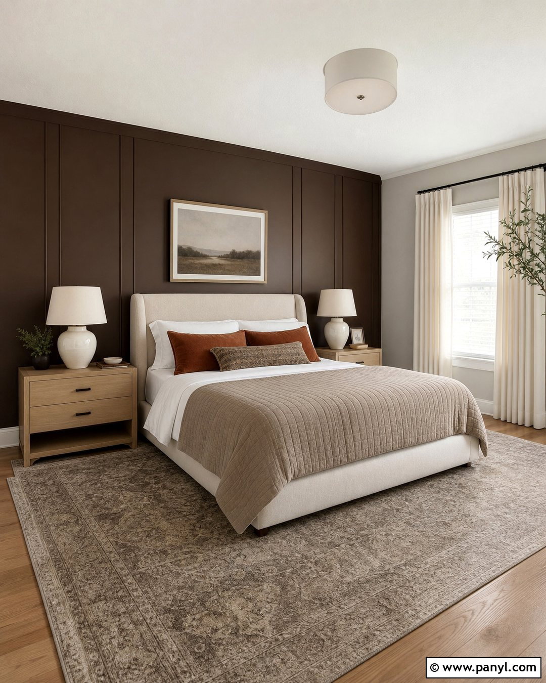 Dark Brown Accent Wall Behind Bed - 35 Dark Brown Accent Wall Ideas