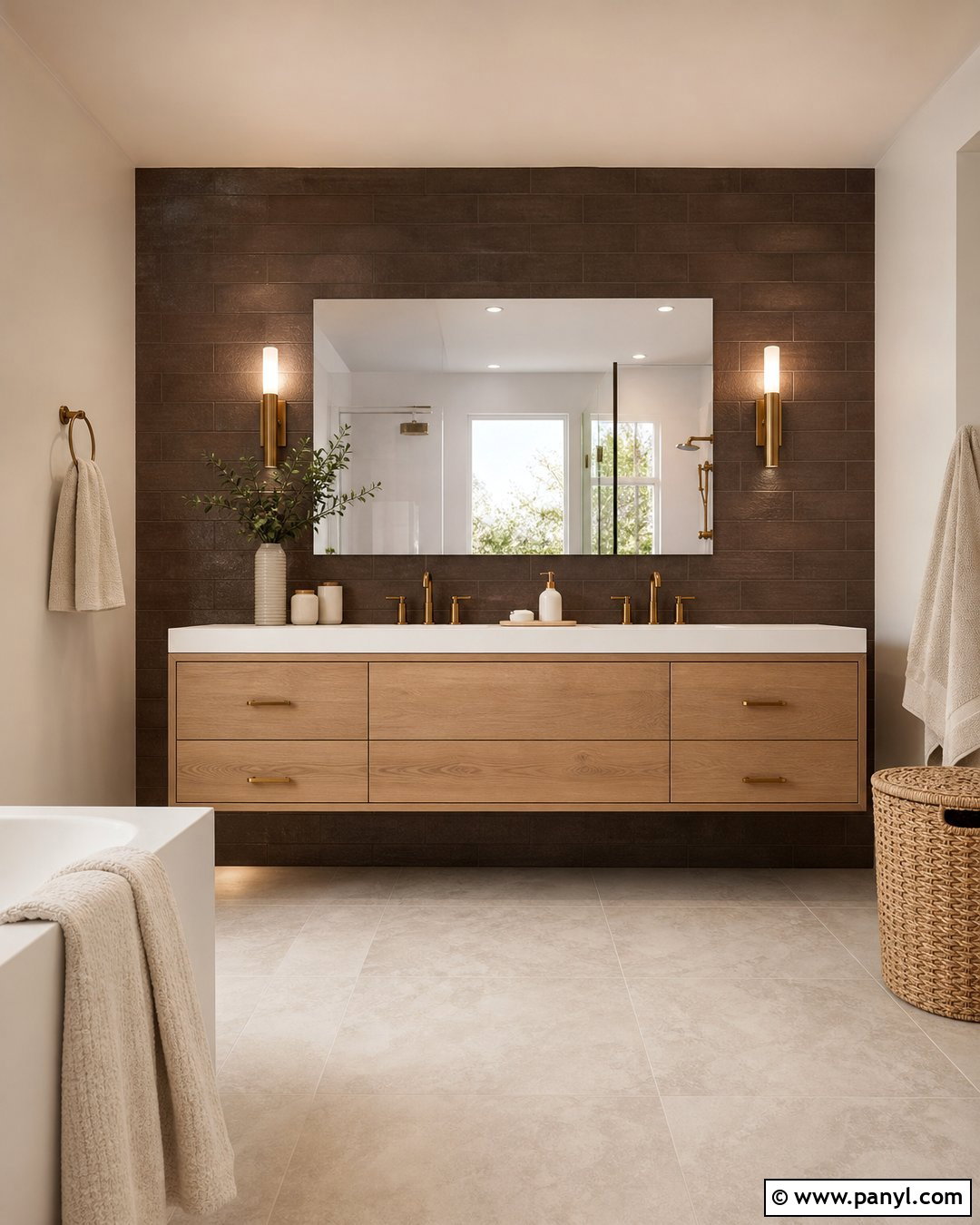 Dark Brown Accent Wall In Bathroom - 35 Dark Brown Accent Wall Ideas