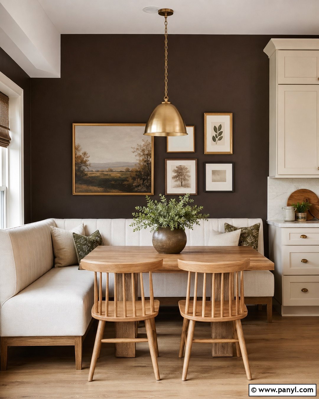 Dark Brown Accent Wall In Breakfast Nook - 35 Dark Brown Accent Wall Ideas