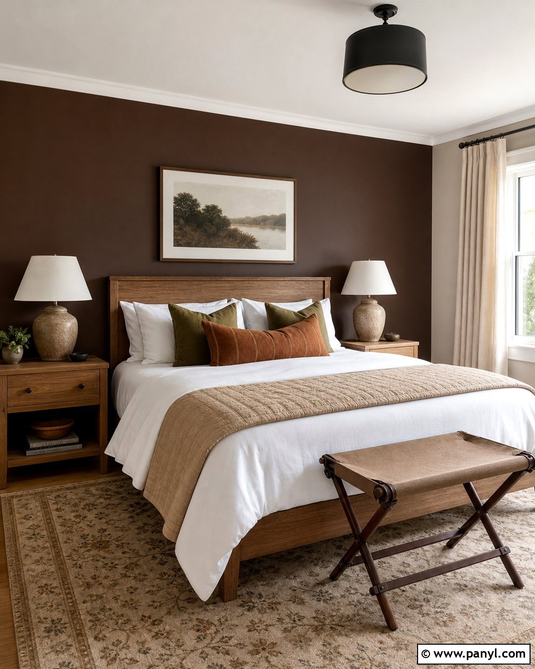 Dark Brown Accent Wall In Guest Bedroom - 35 Dark Brown Accent Wall Ideas
