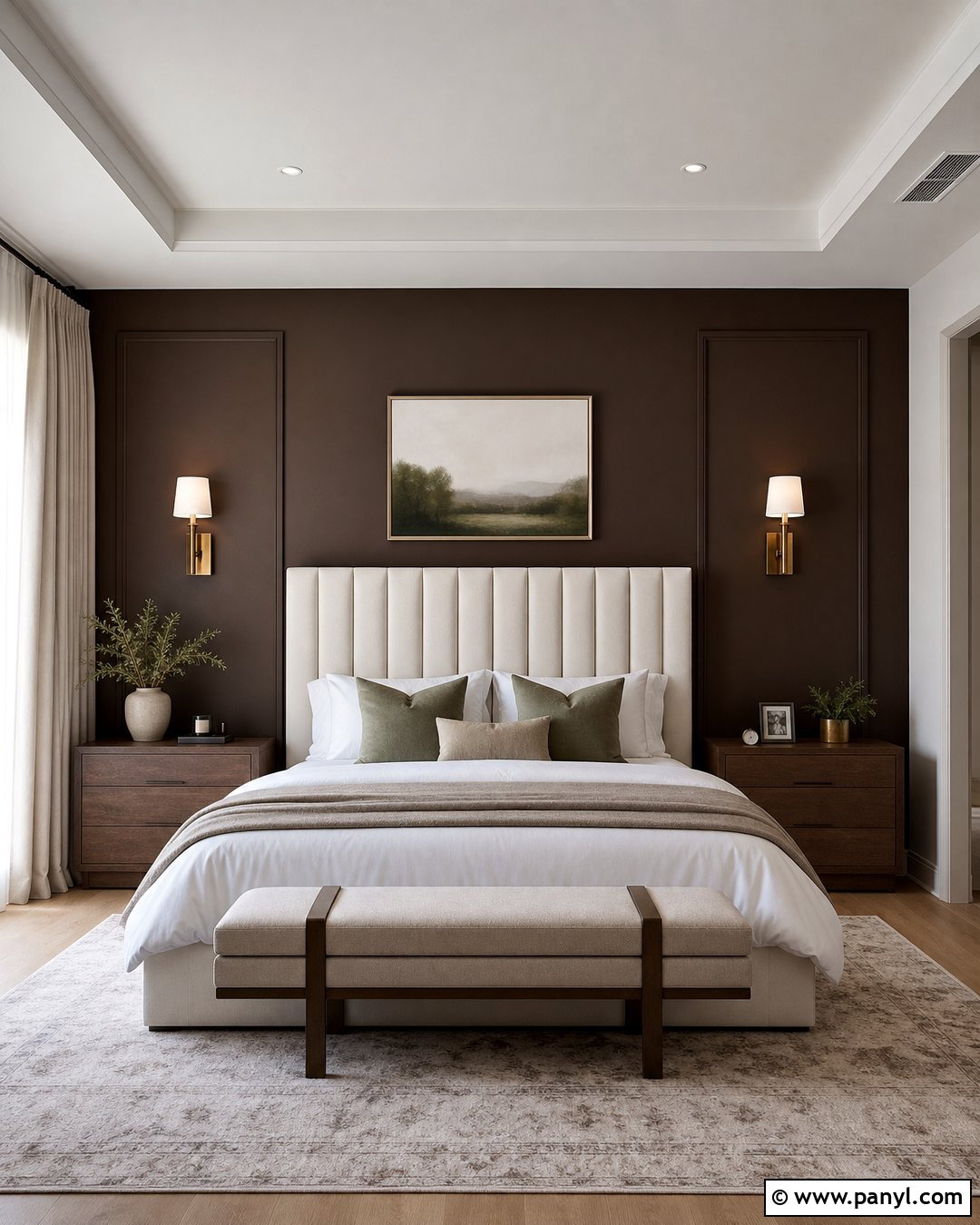Dark Brown Accent Wall In Primary Bedroom - 35 Dark Brown Accent Wall Ideas