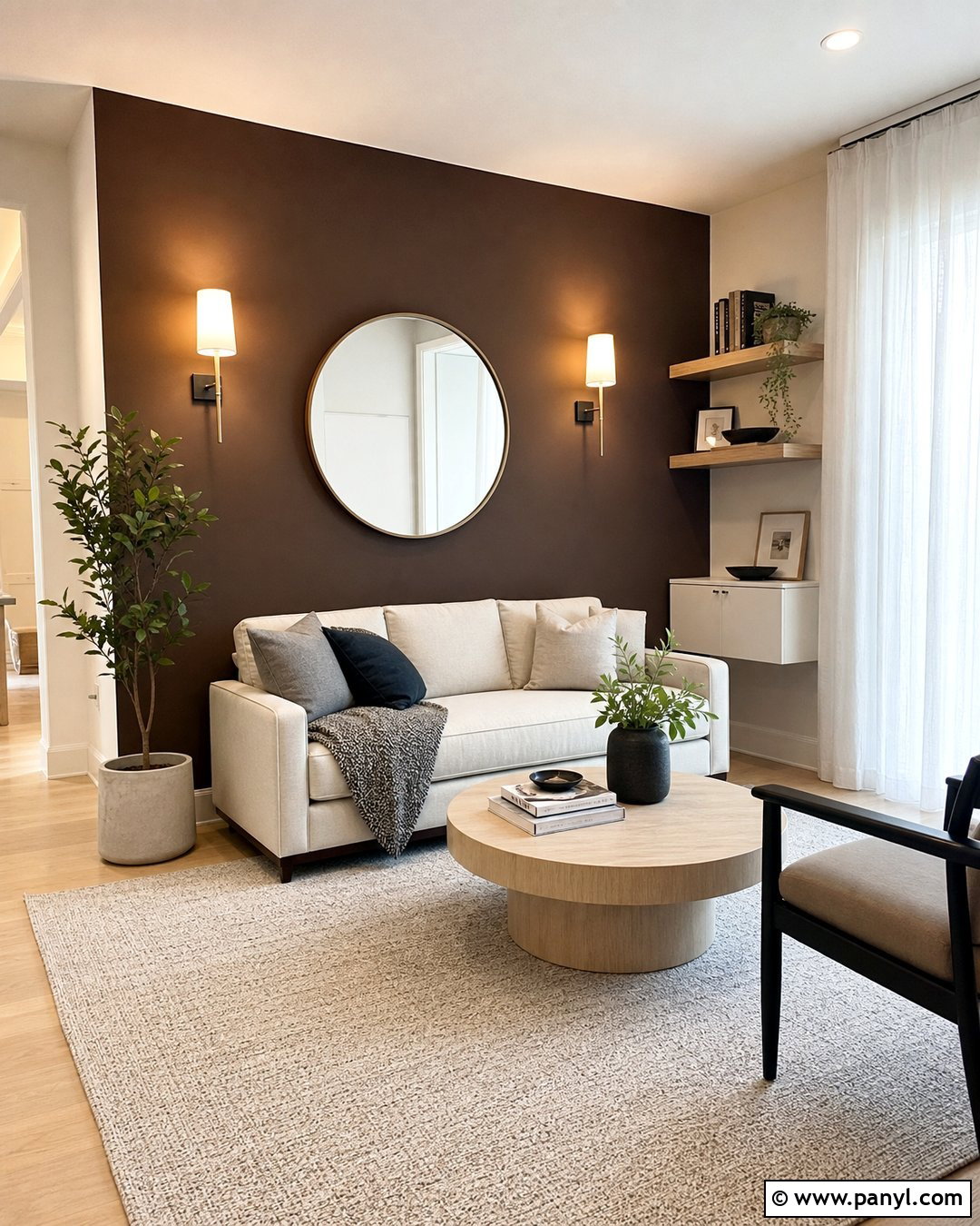 Dark Brown Accent Wall In Small Living Room - 35 Dark Brown Accent Wall Ideas
