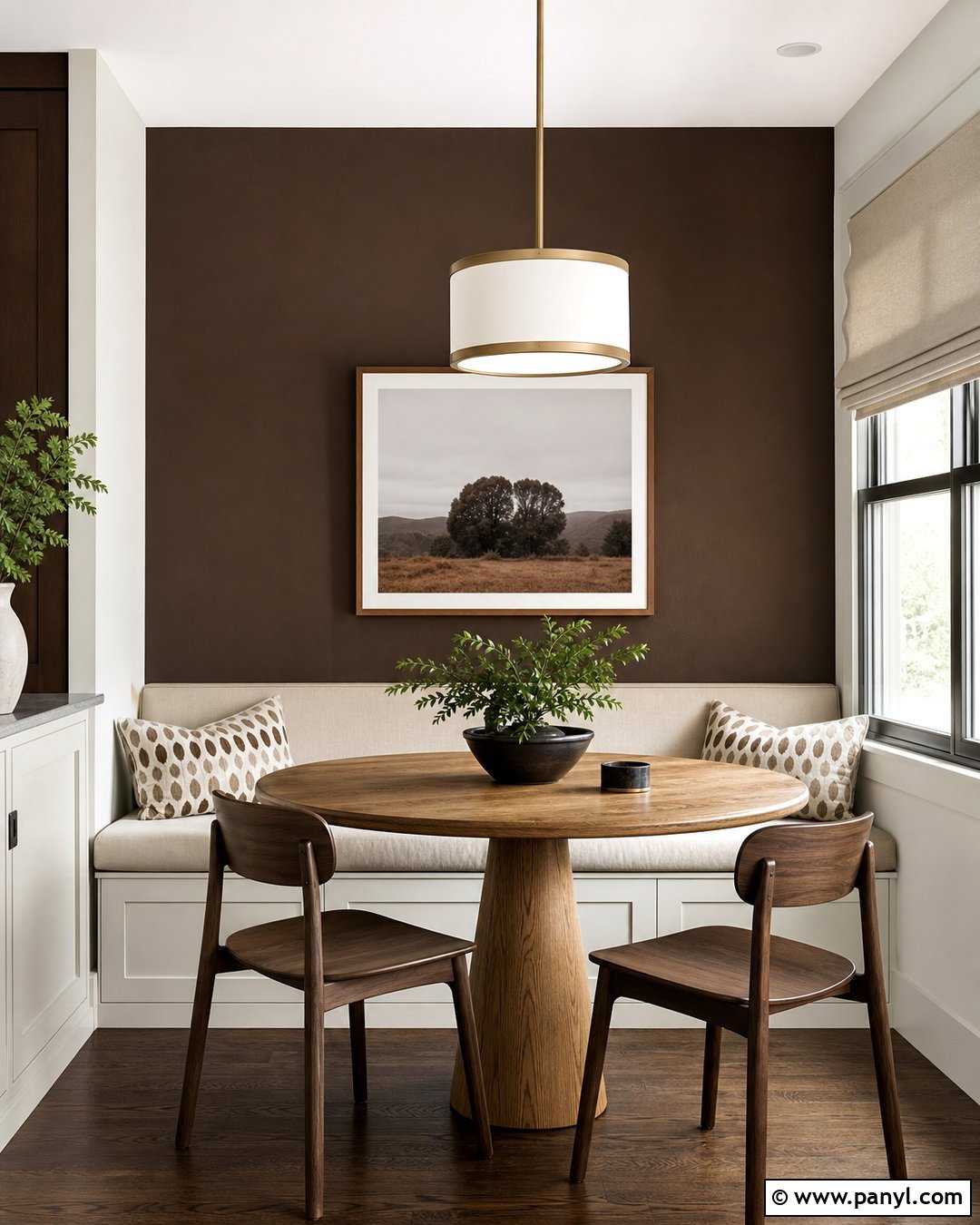 Dark Brown Accent Wall With Dining Banquette - 35 Dark Brown Accent Wall Ideas