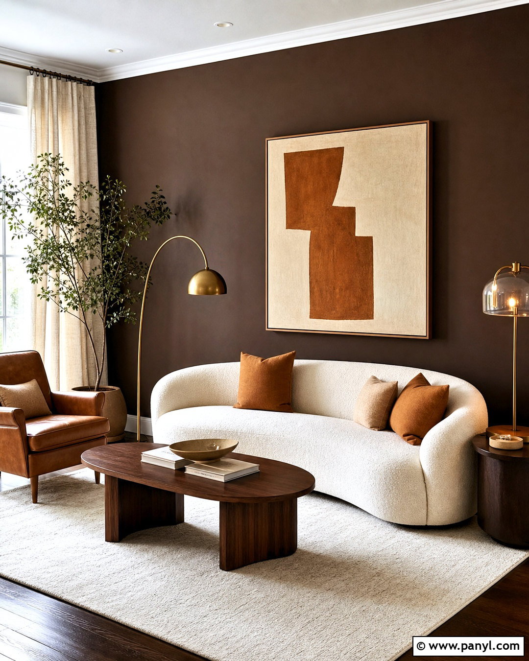 Dark Brown Accent Wall - 20 dark accent wall living room ideas