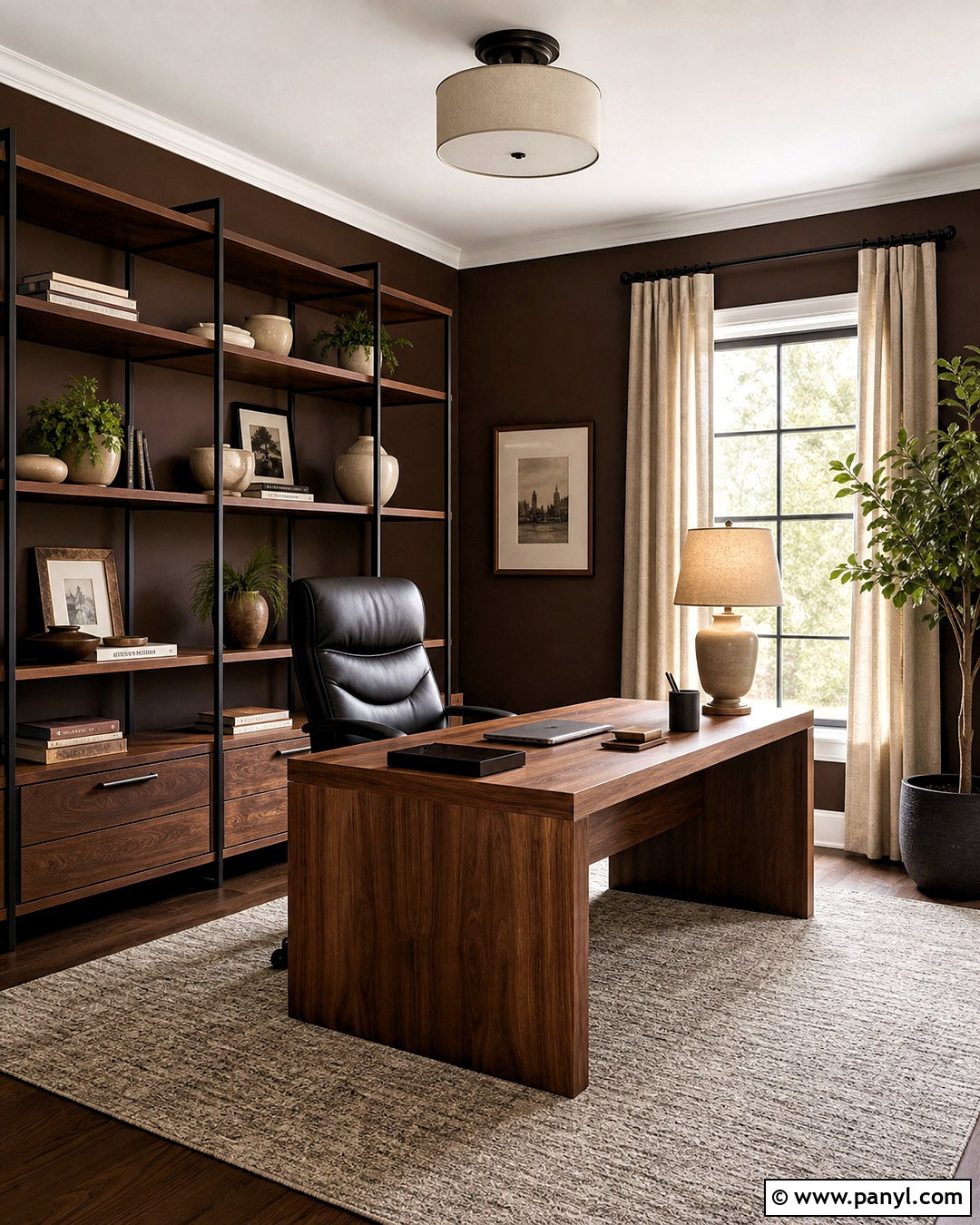 Dark Brown And Black Home Office - 20 brown color palette ideas