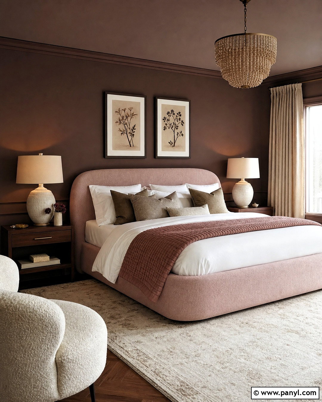Dark Brown And Blush Guest Room - 20 dark brown interior design ideas