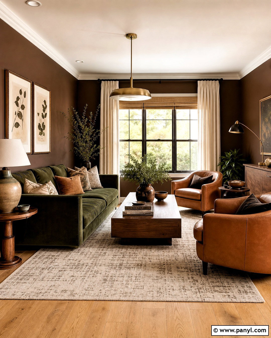 Dark Brown And Olive Green Living Room - 20 dark brown interior design ideas