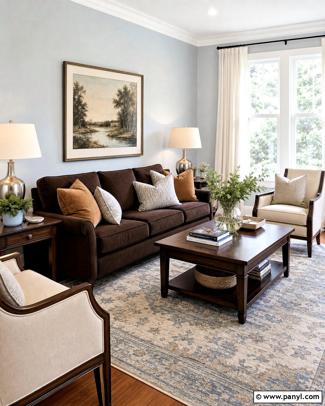 Dark Brown And Pale Blue Living Room - 20 brown color palette ideas