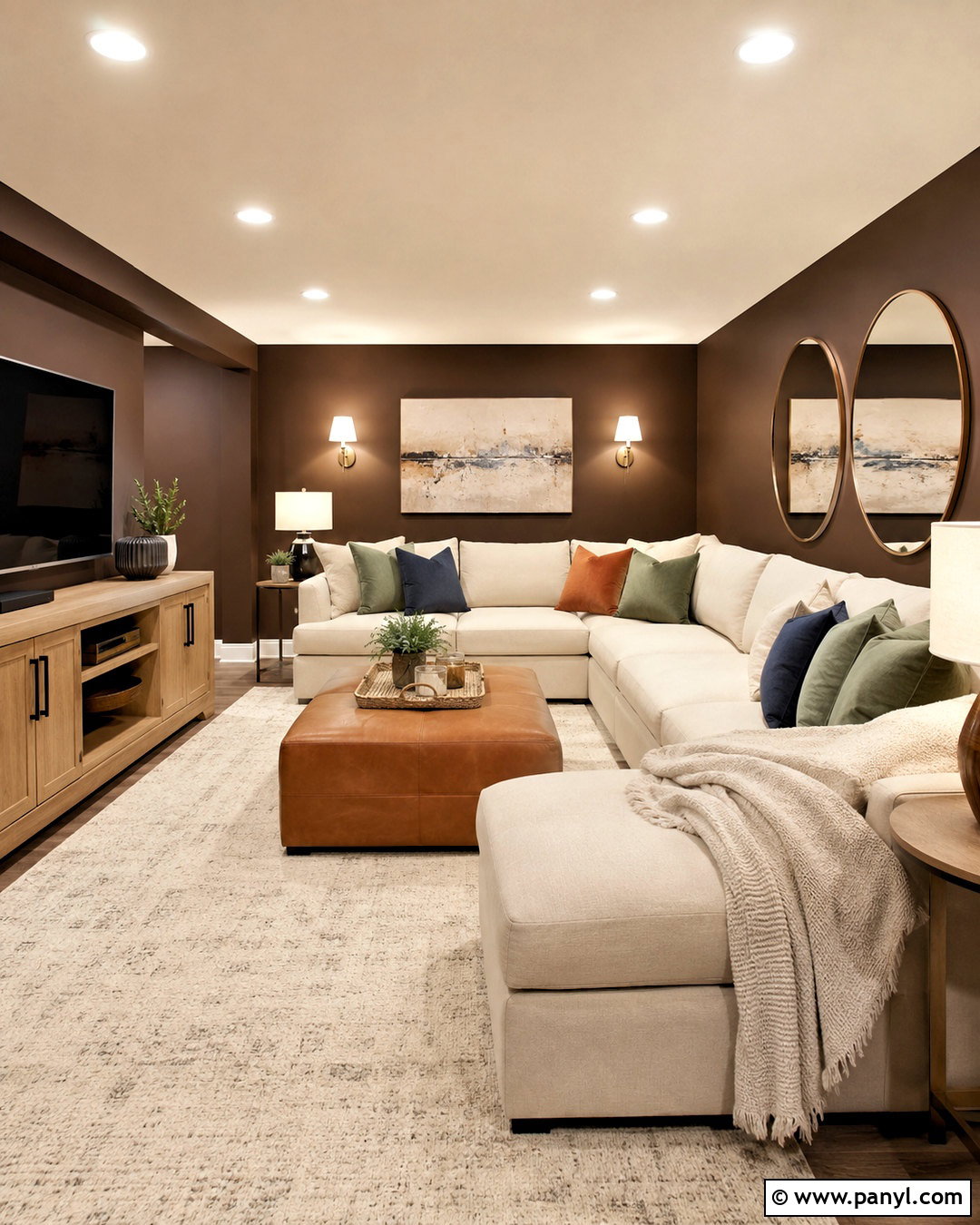Dark Brown Basement Living Room - 40 Dark Brown Walls