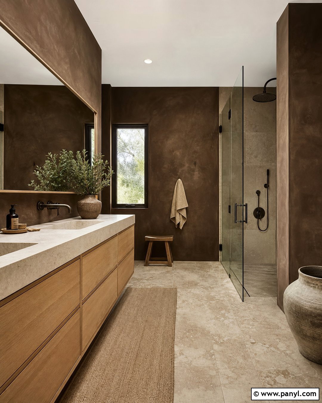 Dark Brown Bathroom Walls With Limewash - 30 Dark Bathroom Walls
