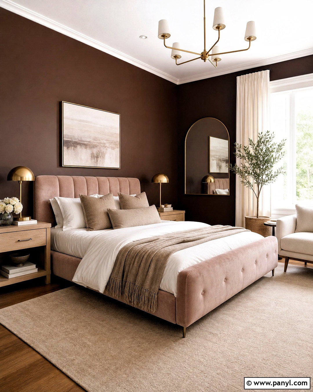 Dark Brown Bedroom Walls With Blush Pink - 20 dark brown bedroom walls