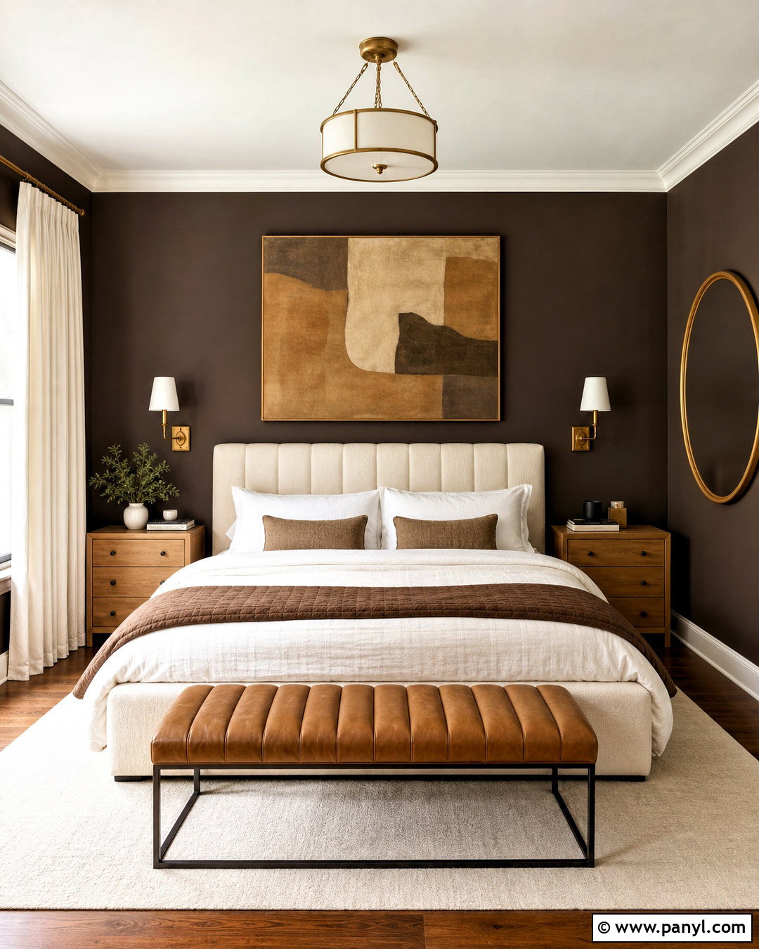 Dark Brown Bedroom Walls With Brass Accents - 20 dark brown bedroom walls