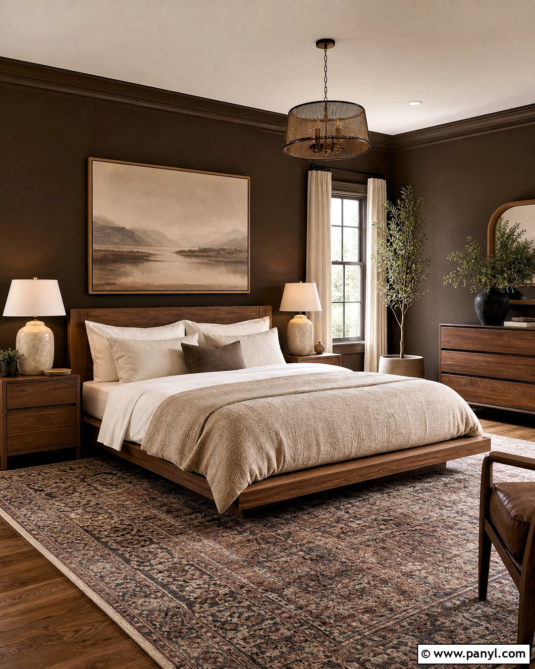 Dark Brown Bedroom Walls With Walnut Furniture - 20 dark brown bedroom walls