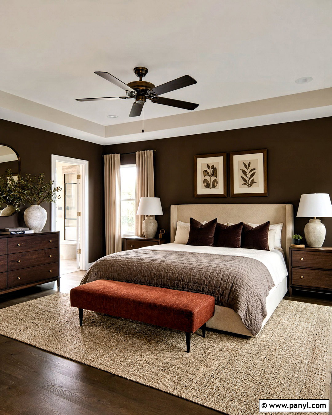 Dark Brown Bedroom With Beige Bedding - 20 dark brown interior ideas
