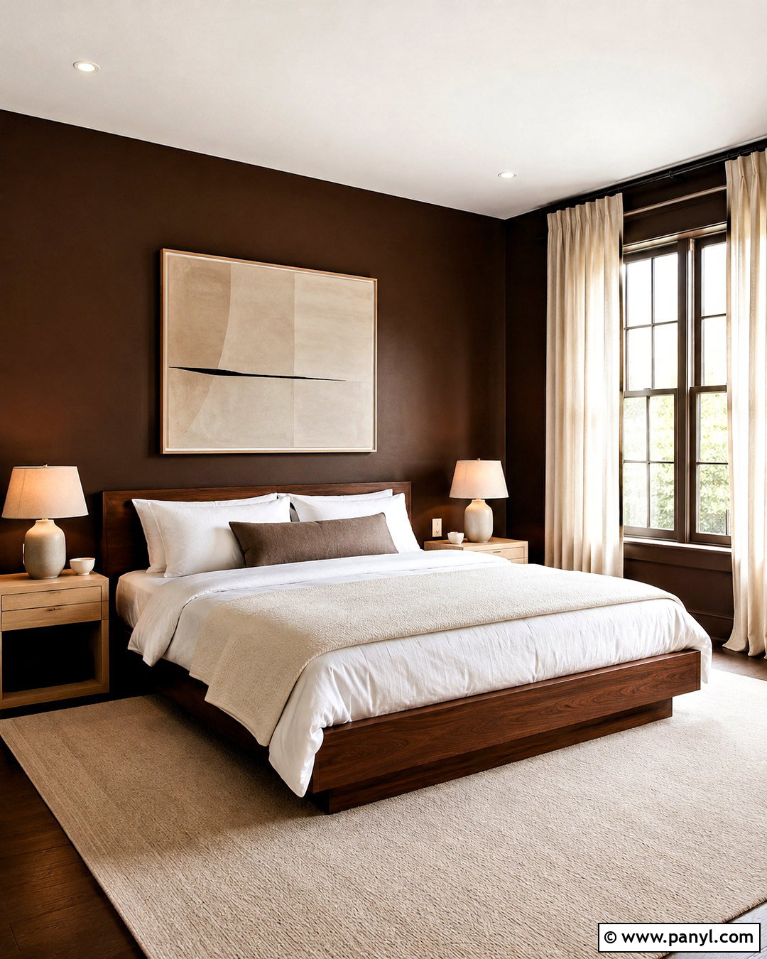 Dark Brown Bedroom With White Bedding - 20 dark brown room ideas