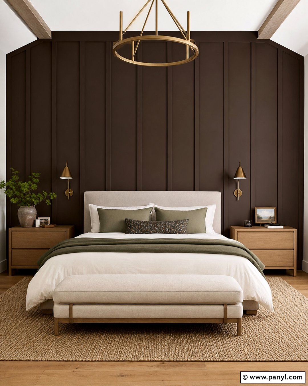 Dark Brown Board And Batten Accent Wall - 35 Dark Brown Accent Wall Ideas