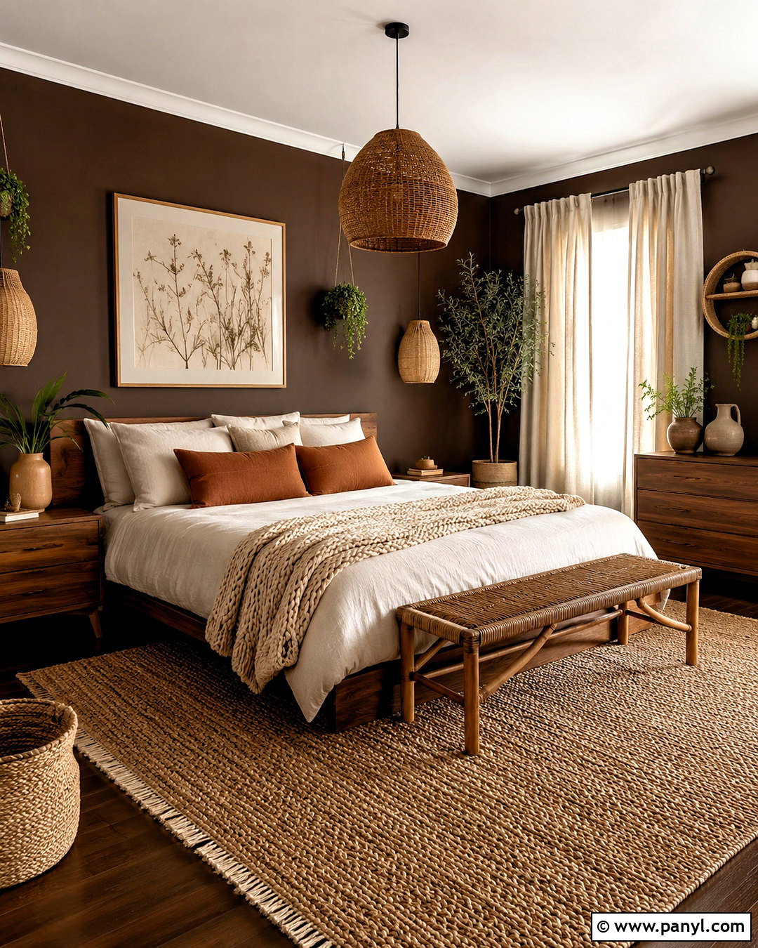 Dark Brown Boho Bedroom - 20 dark brown room aesthetic ideas