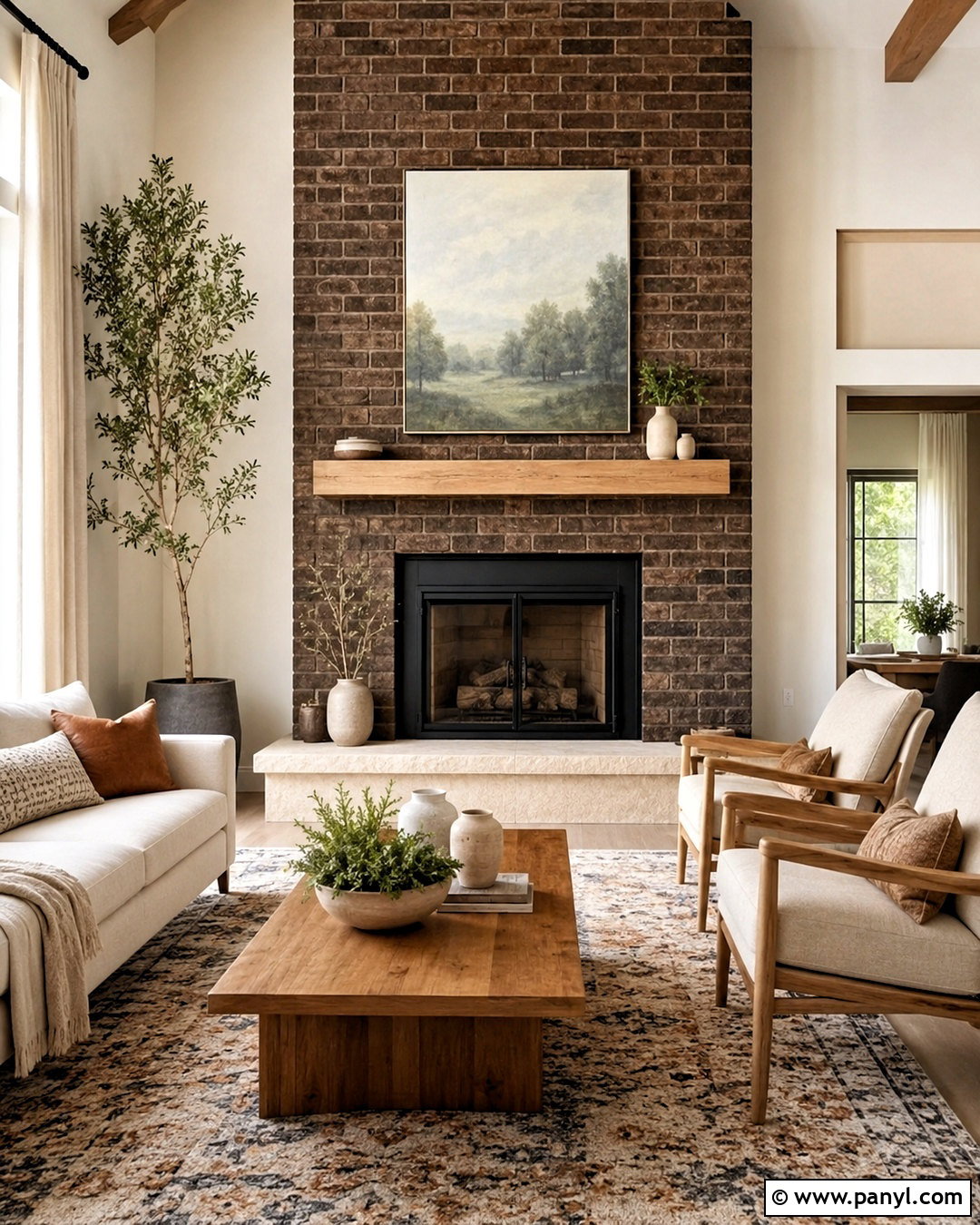 Dark Brown Brick Fireplace - 20 brown brick fireplace ideas
