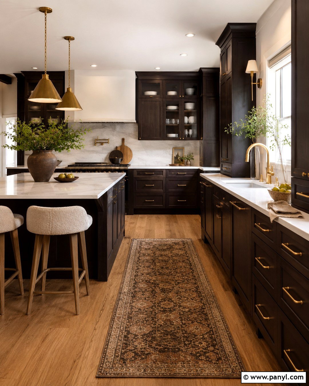 Dark Brown Cabinets With Brass Hardware - 20 White Walls Brown Cabinets