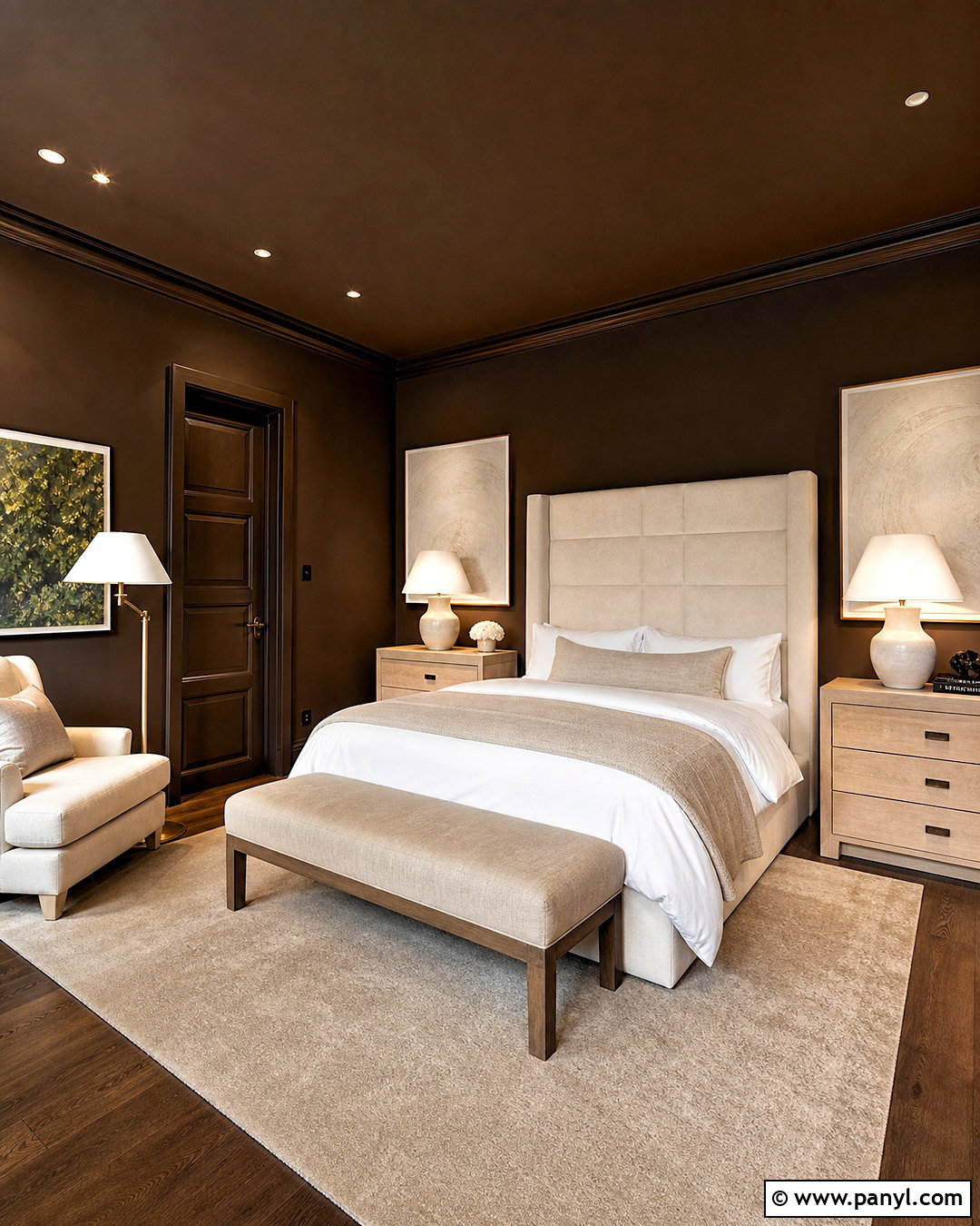 Dark Brown Color-Drenched Bedroom - 20 dark brown bedroom walls