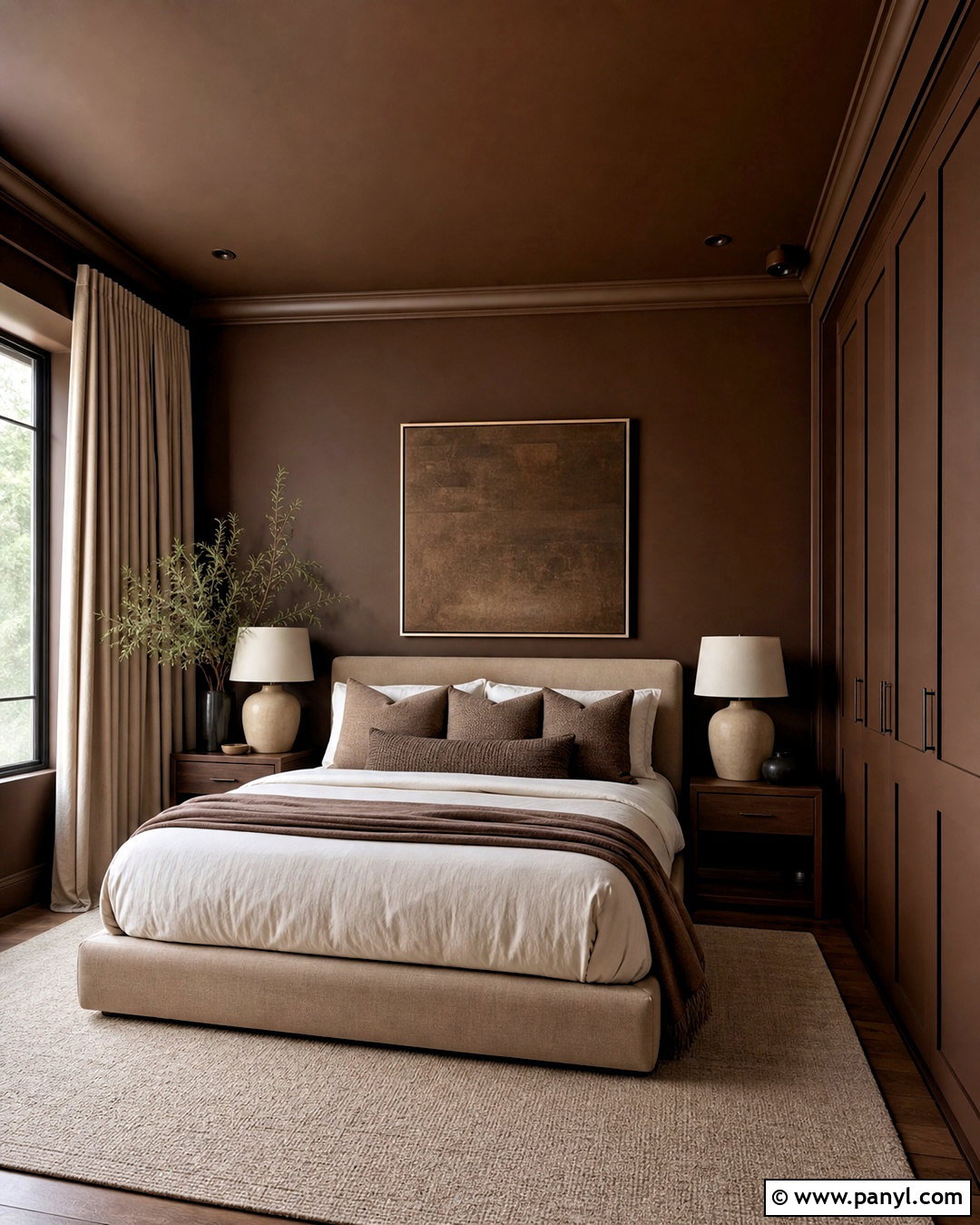 Dark Brown Color Drenched Bedroom - 20 dark brown interior design ideas